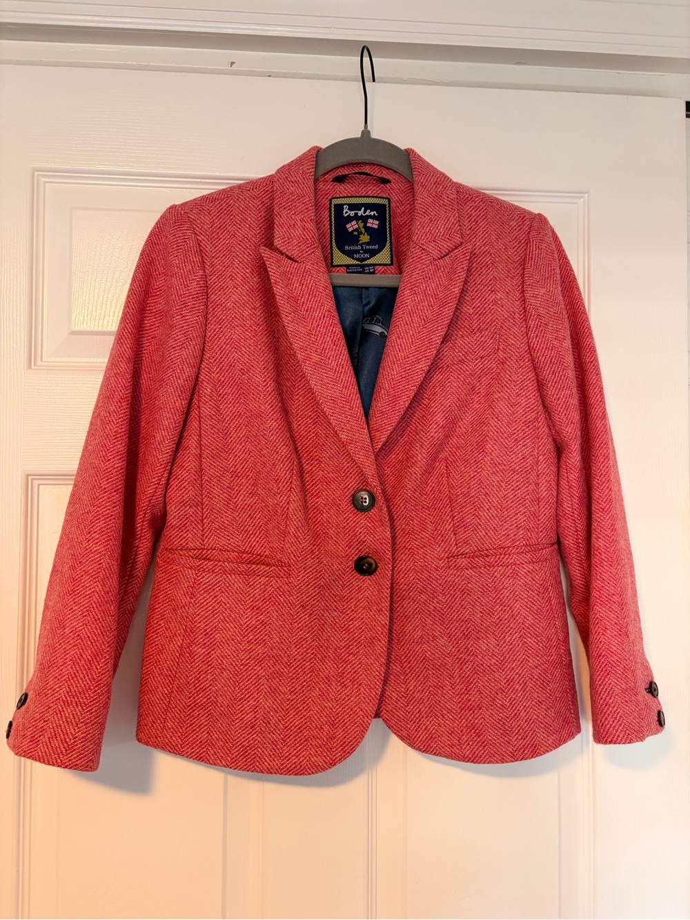 Boden British Tweed by Moon Herringbone Wool Blazer